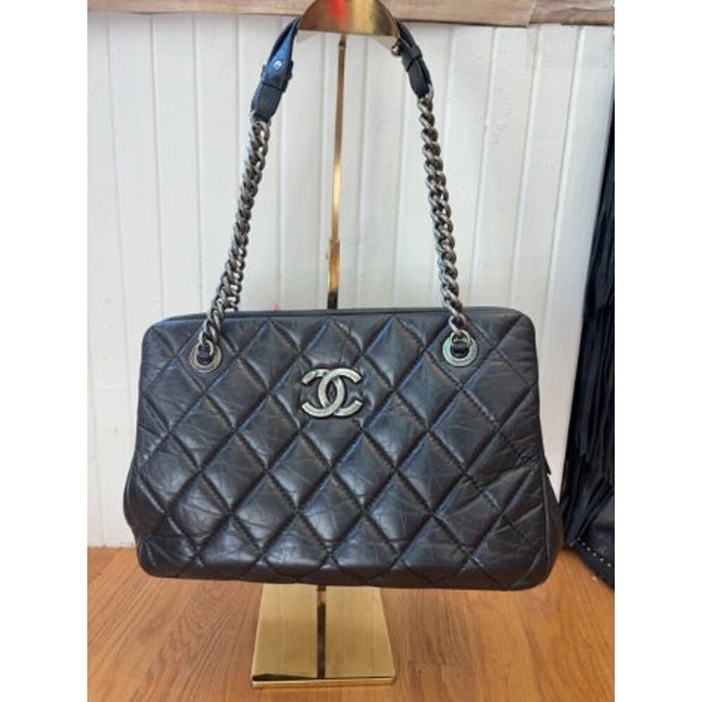 Black Chanel Handbag Large shopping tote- with bag and box, etc